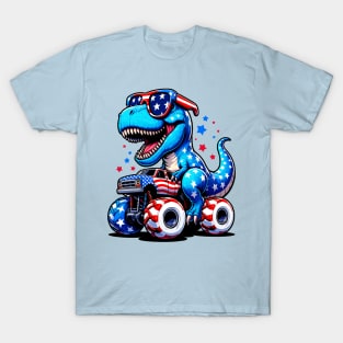 Funny T-Rex Riding Monster Truck T-Shirt